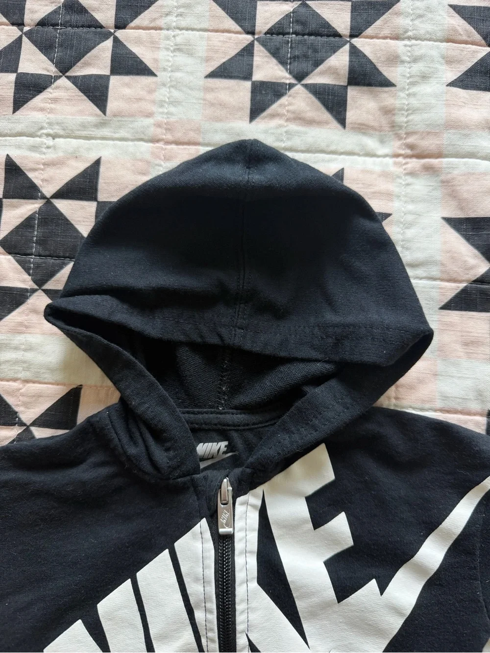 Nike Black and White Zip-Front Kids One-Piece Bodysuit
